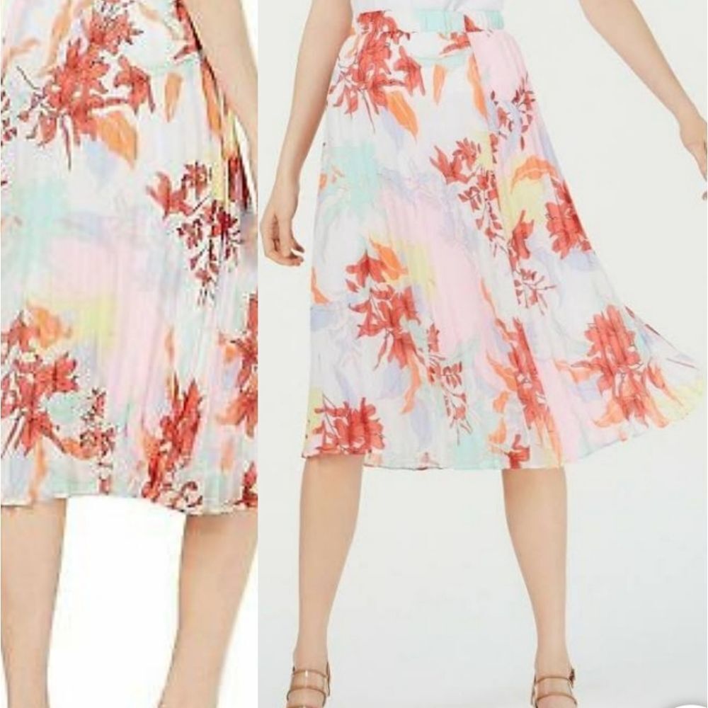 Bar III Floral Pleated Skirt, Sz. M